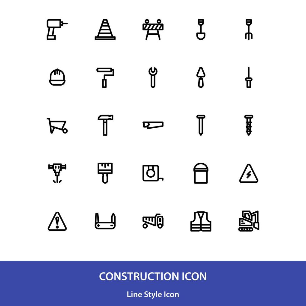 Construction icon pack in outline style vector