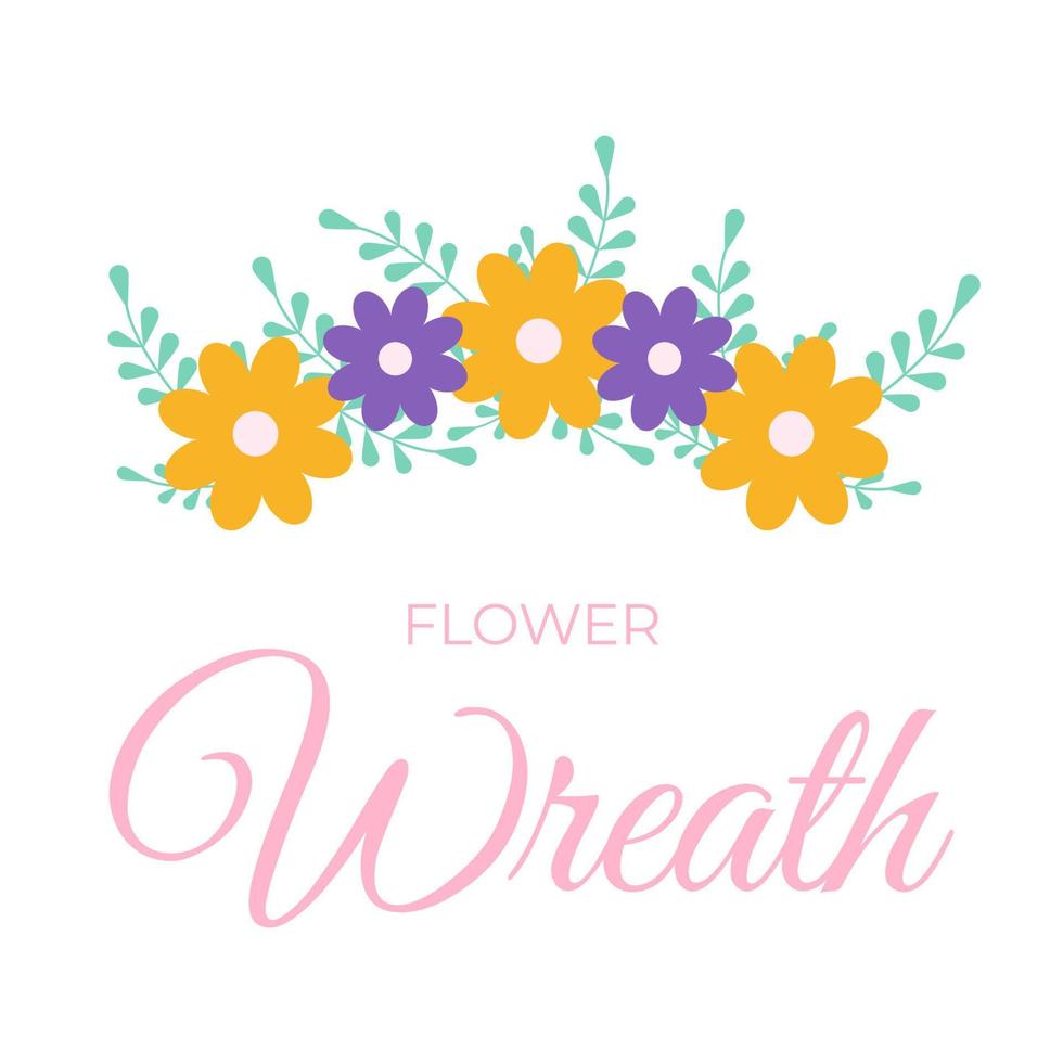 Flower crown. Vector illustration of floral decorative tiara. Wreath with plant elements for head.