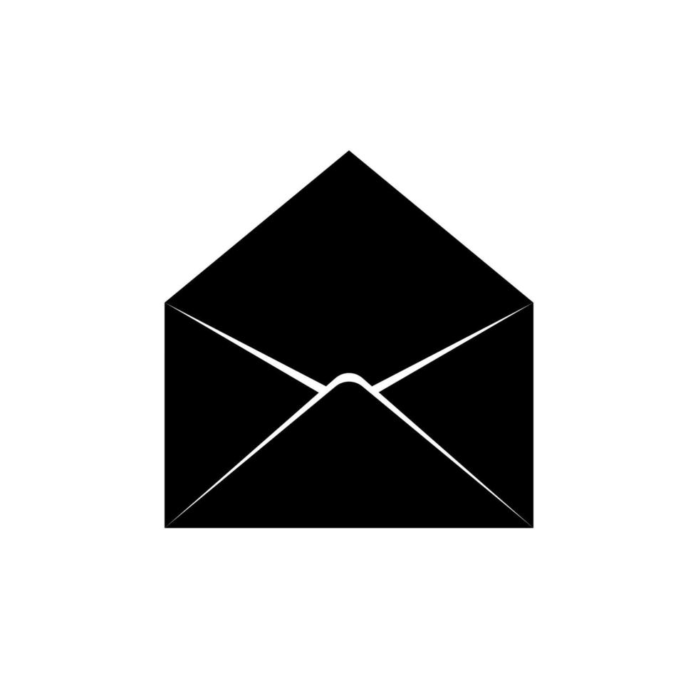 Postal envelope vector icon. Illustration of post mail pictogram. Black and white silhouette of symbol message email.