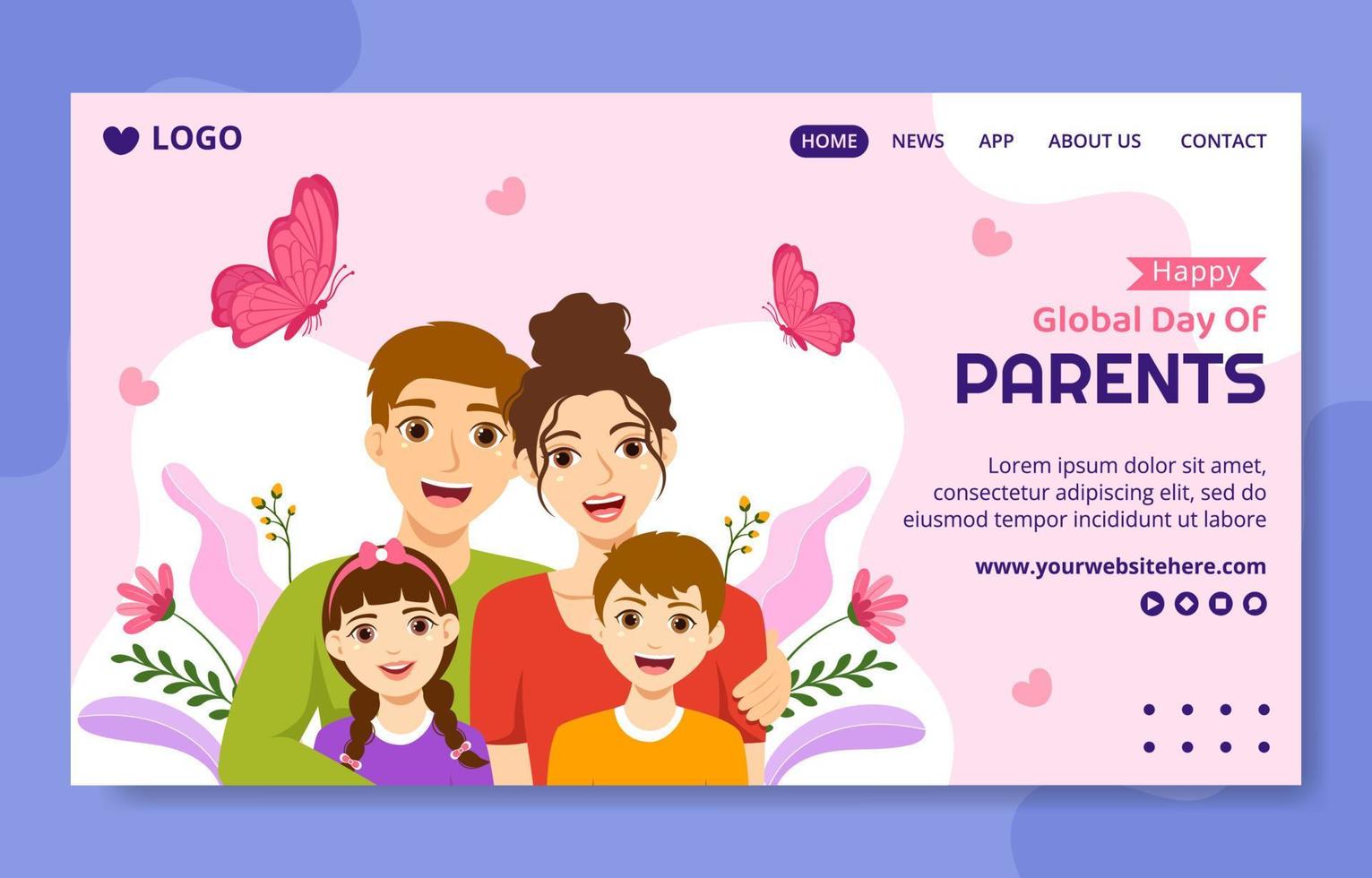 Global Day of Parents Social Media Landing Page Flat Cartoon Hand Drawn Template Background Illustration vector