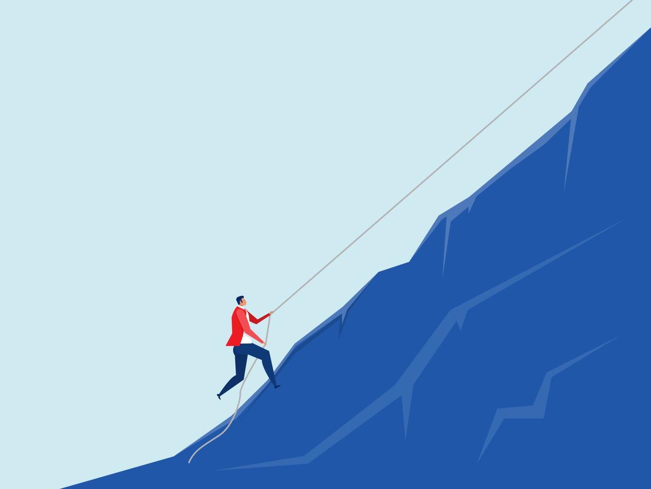 Businessman climbing mountain on the top,Challenge, perseverance, personal growth, effort ,ambition and Leadership in career achieve goals concept  vector illustration