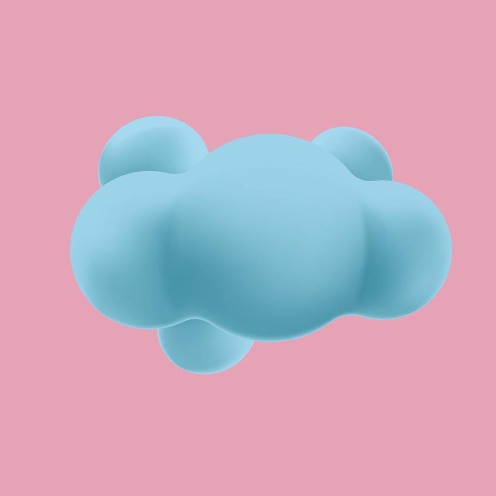 3d realistic blue cloud vector