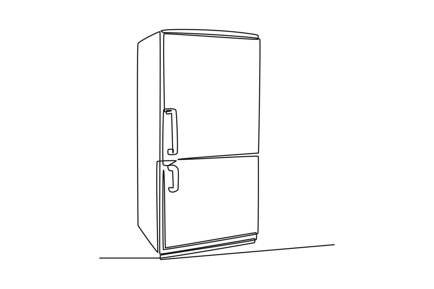 Single one-line drawing double-door refrigerator for storing groceries. Kitchen room concept continuous line draw design graphic vector illustration