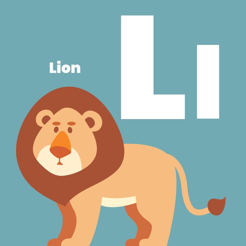 Cute children ABC alphabet flashcard words with the letter L vector