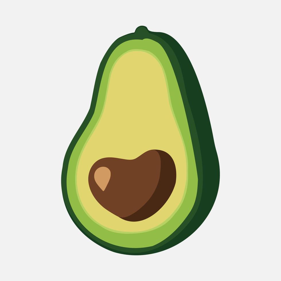 dibujos animados aguacate. medio aguacate con fosa. vector