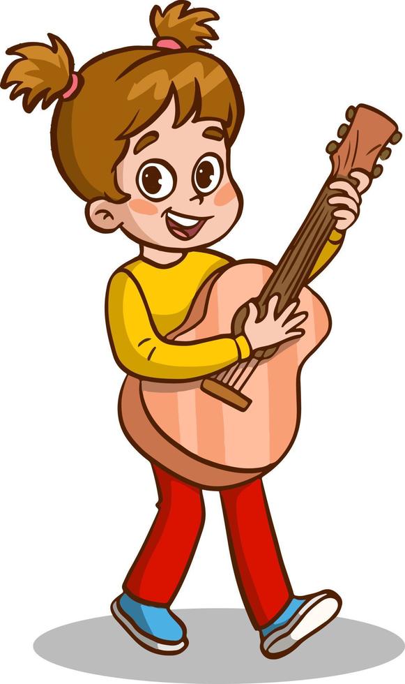 niños jugando guitarra dibujos animados vector