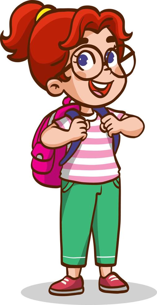 happy cute kid boy ready to go to school cartoon vector