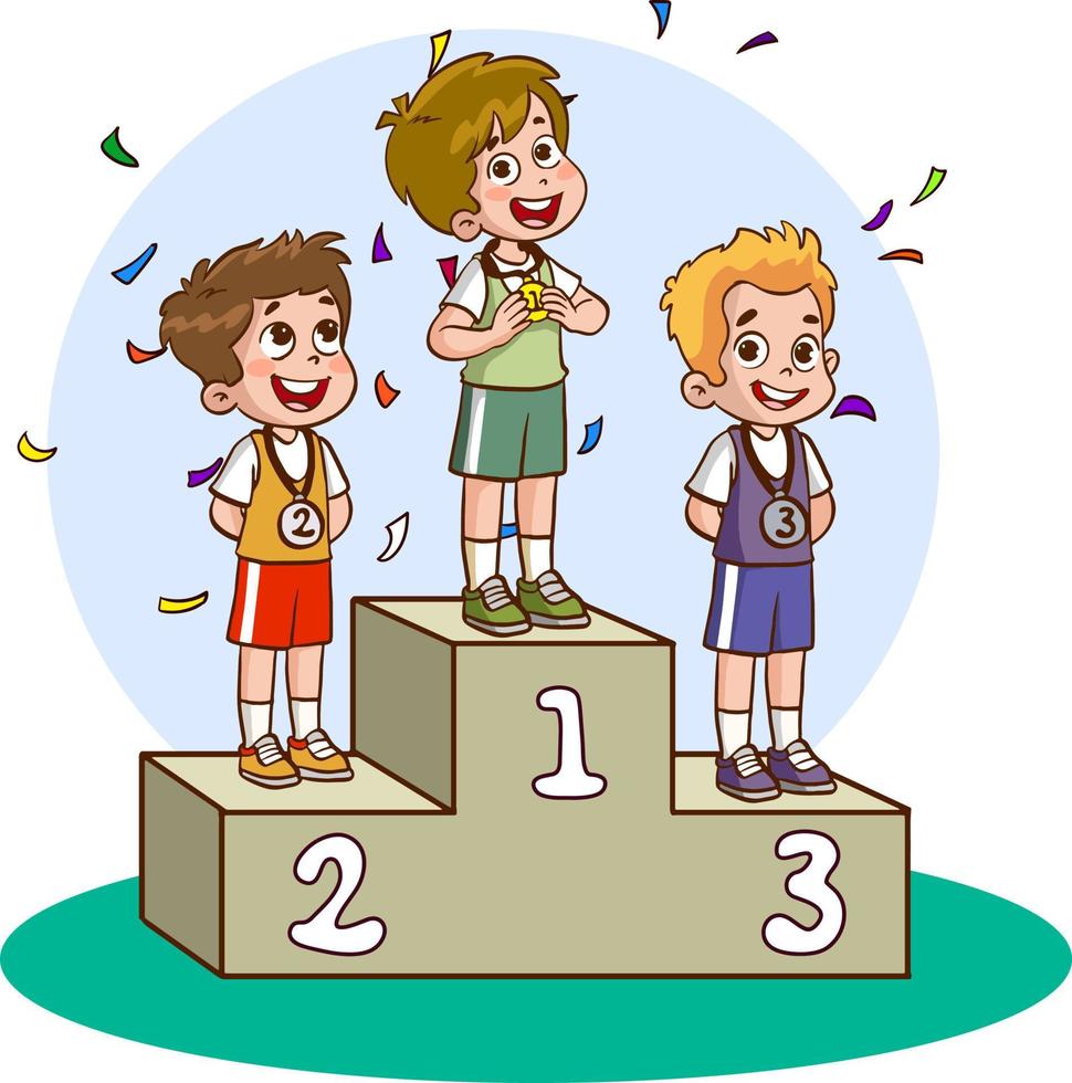 medal ceremony for athletes cartoon vector