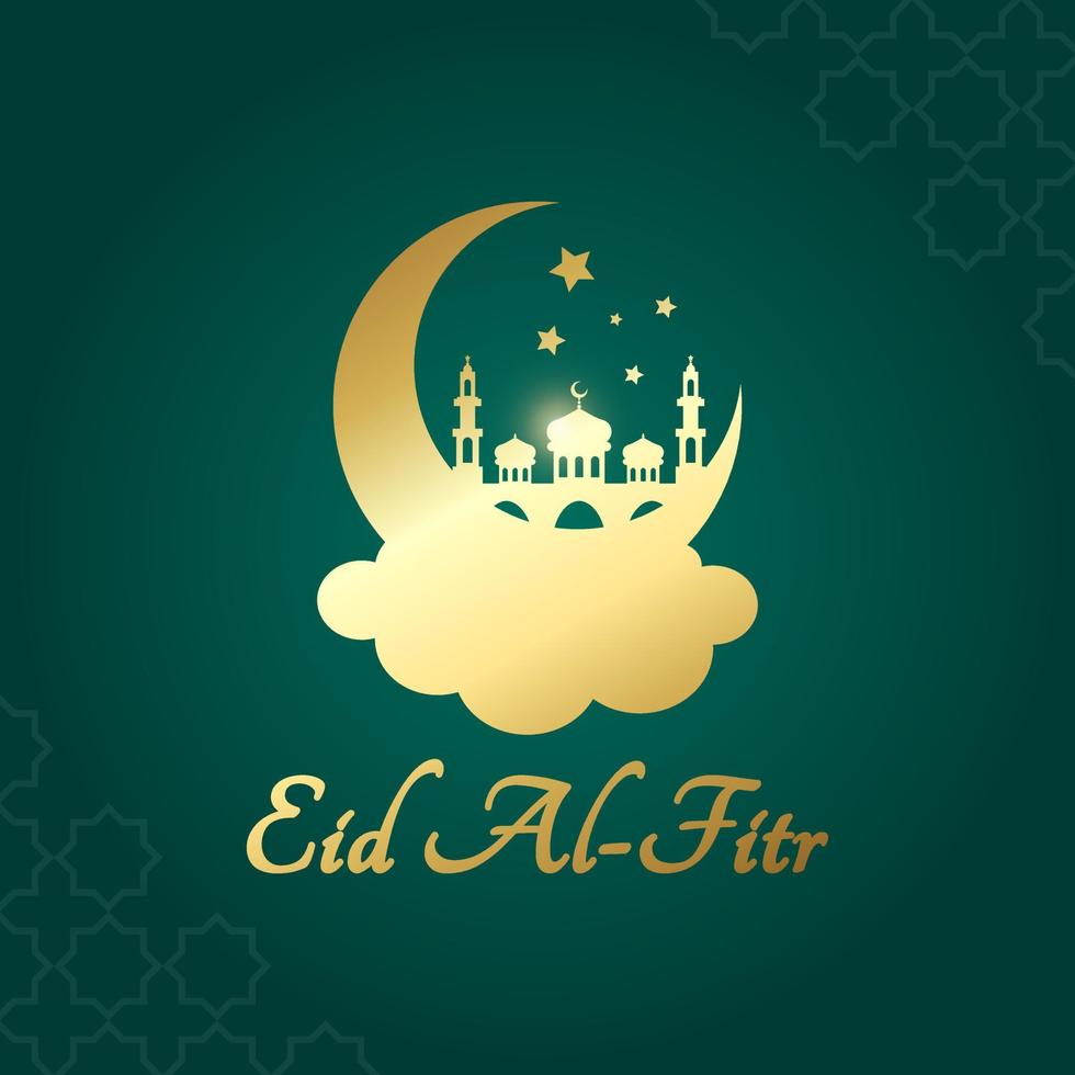 Eid Mubarak Al Fitr Islamic Greeting Card for Holy Month Ramadan Celebration vector