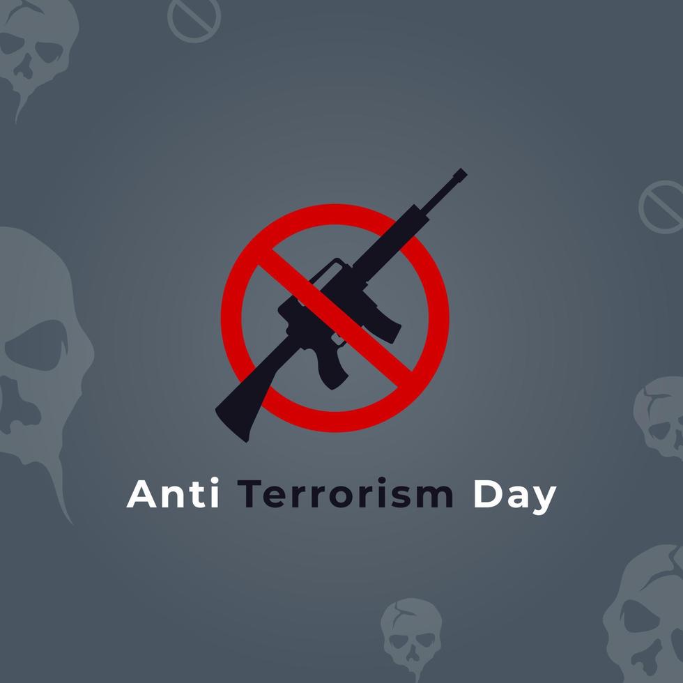 Anti Terrorism Day Greeting Card Banner Poster for Stop Terrorism Vector Illustration