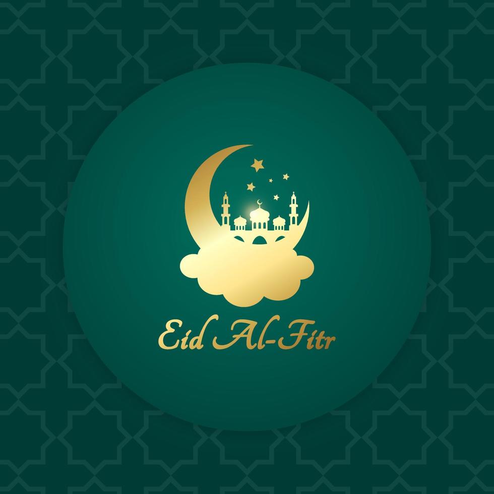 Eid Mubarak Al Fitr Islamic Greeting Card for Holy Month Ramadan Celebration vector