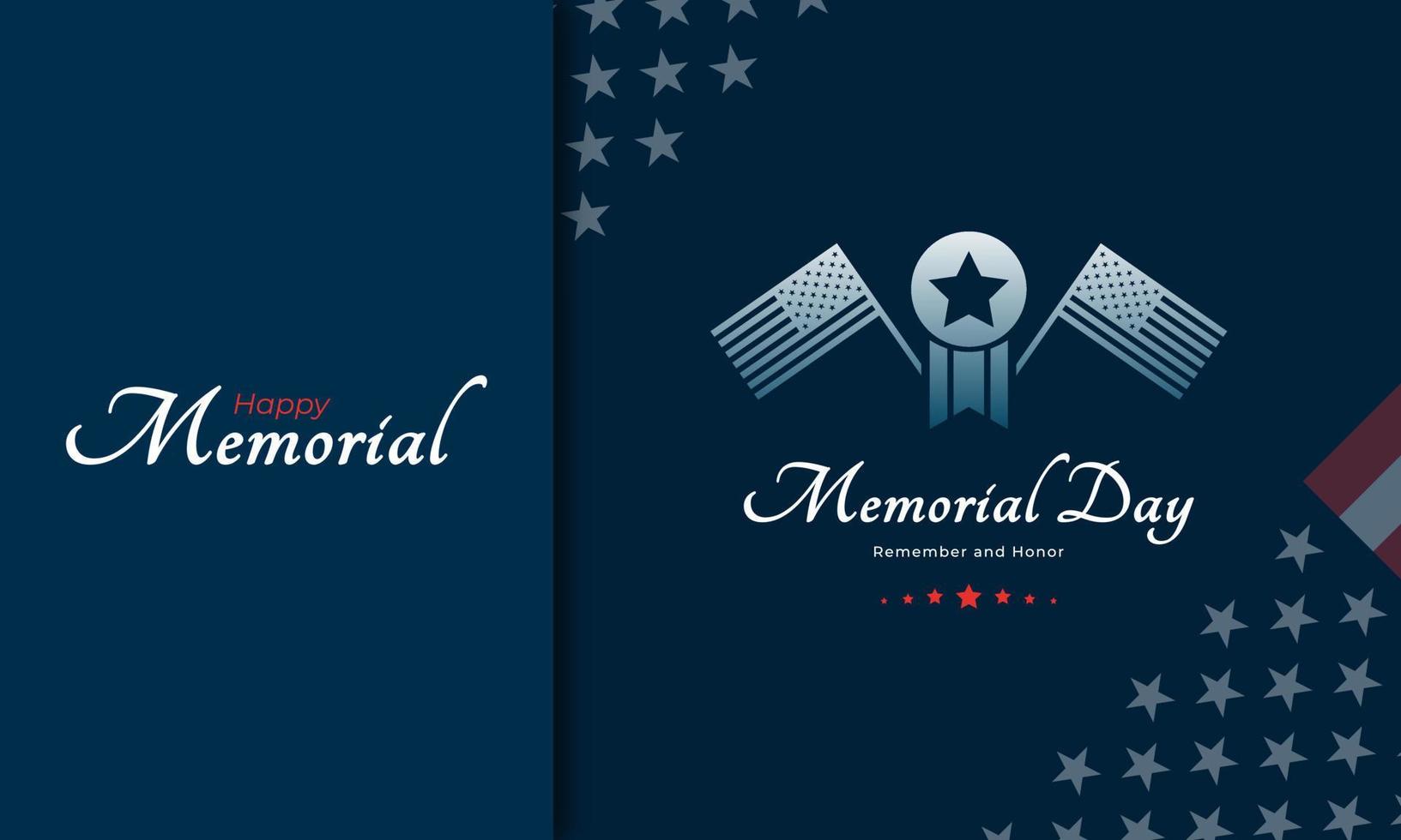 USA Memorial Day Greeting Card Banner Poster for Honoring All Who Served Vector Illustration