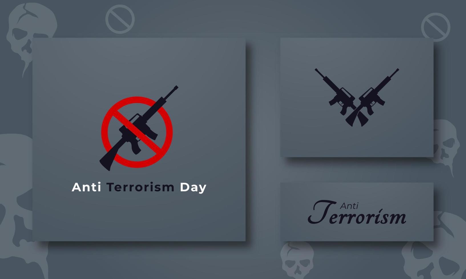 Anti Terrorism Day Greeting Card Banner Poster for Stop Terrorism Vector Illustration