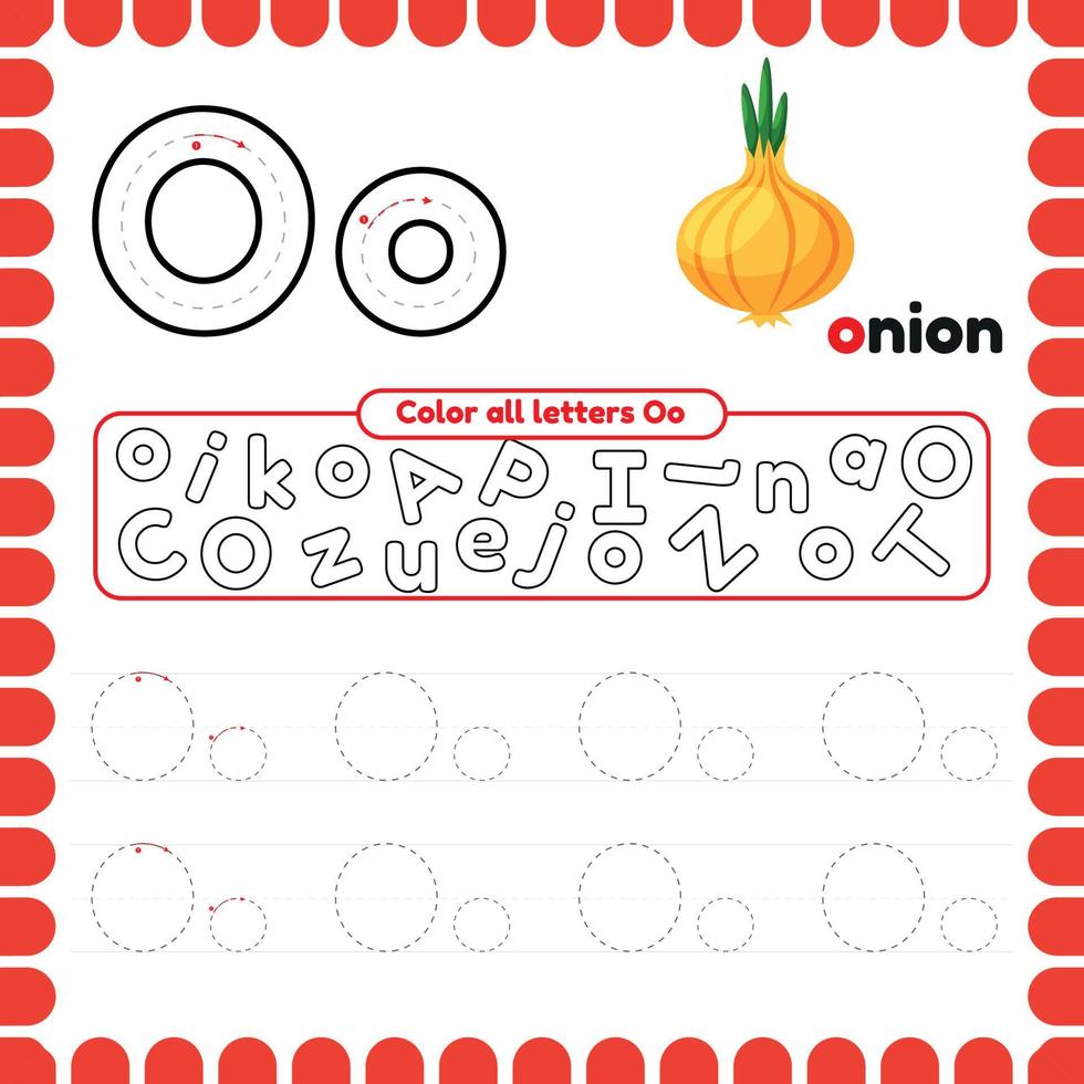 Alphabet Tracing Worksheet with letters. Writing practice letter O