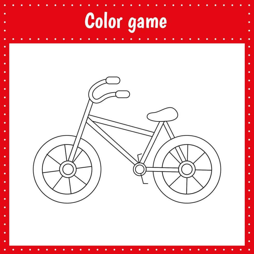 Coloring page of a bycicle for kids vector