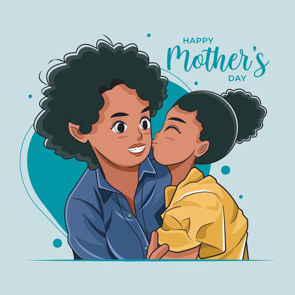 contento de la madre día. hermosa pequeño niña dando su madre un de la madre día presente vector ilustración gratis descargar