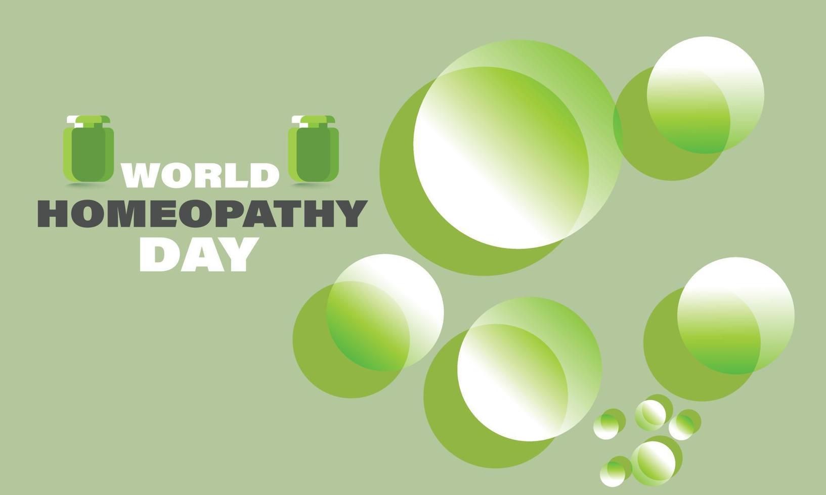 World Homeopathy day. Template for background, banner, card, poster vector