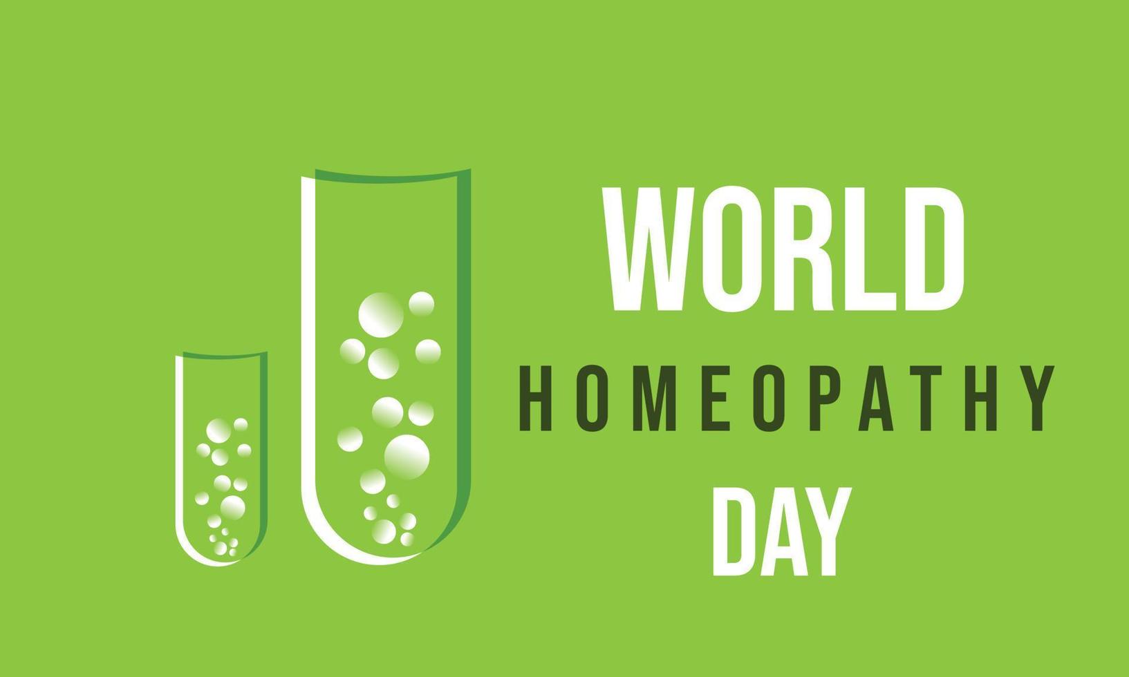 World Homeopathy day. Template for background, banner, card, poster vector