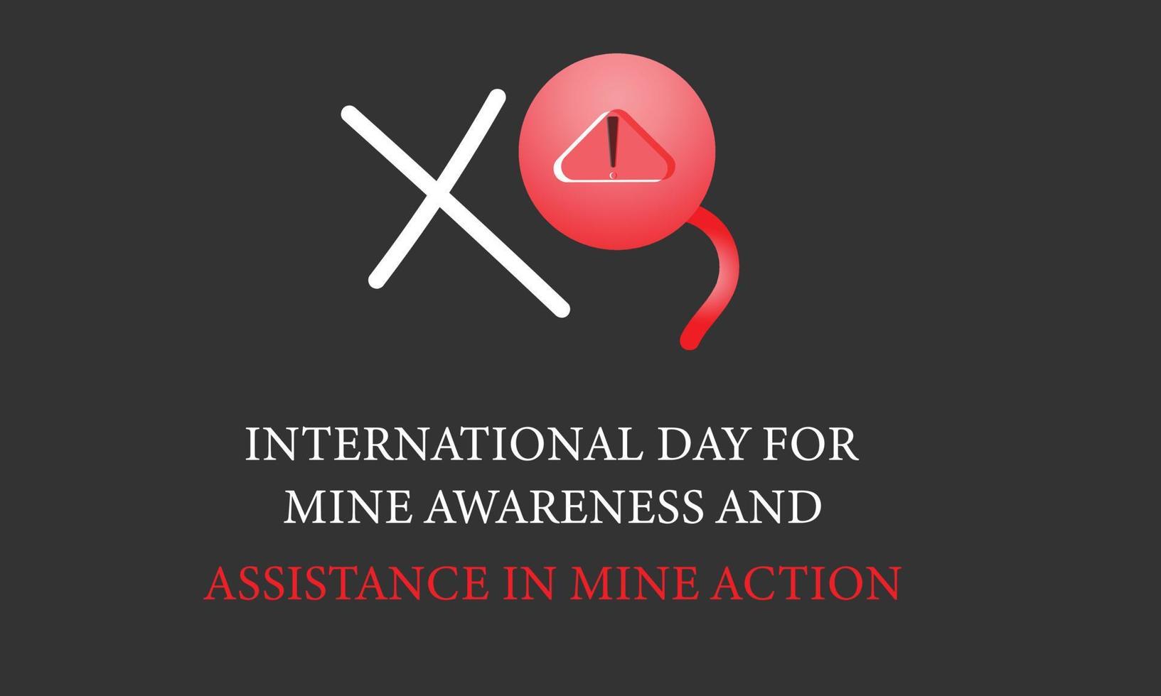 International Day for Mine Awareness and Assistance in Mine Action. Template for background, banner, card, poster vector