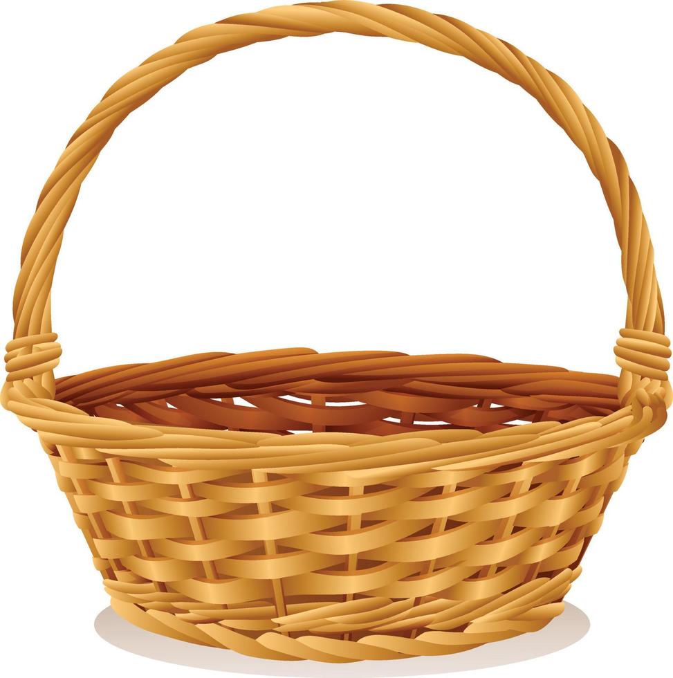 Wicker basket isolated on white background. Vector illustration