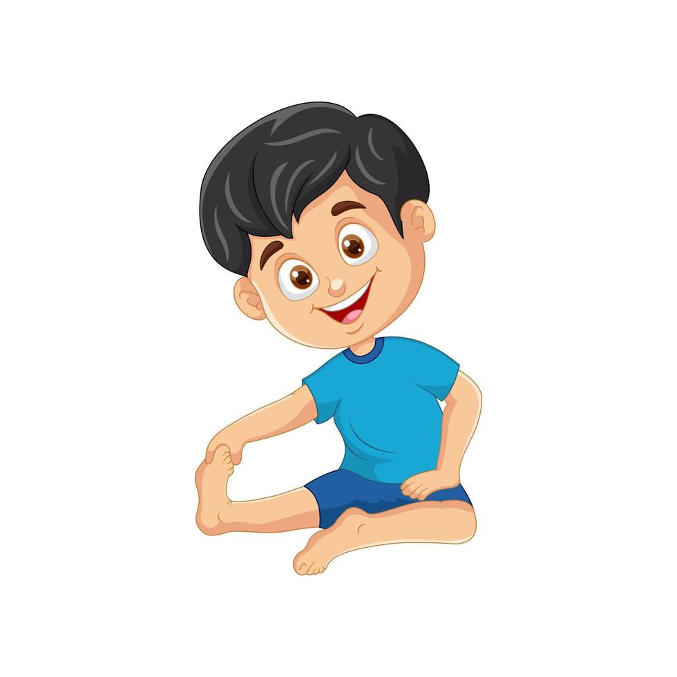 Vector cartoon boy doing sport warm up