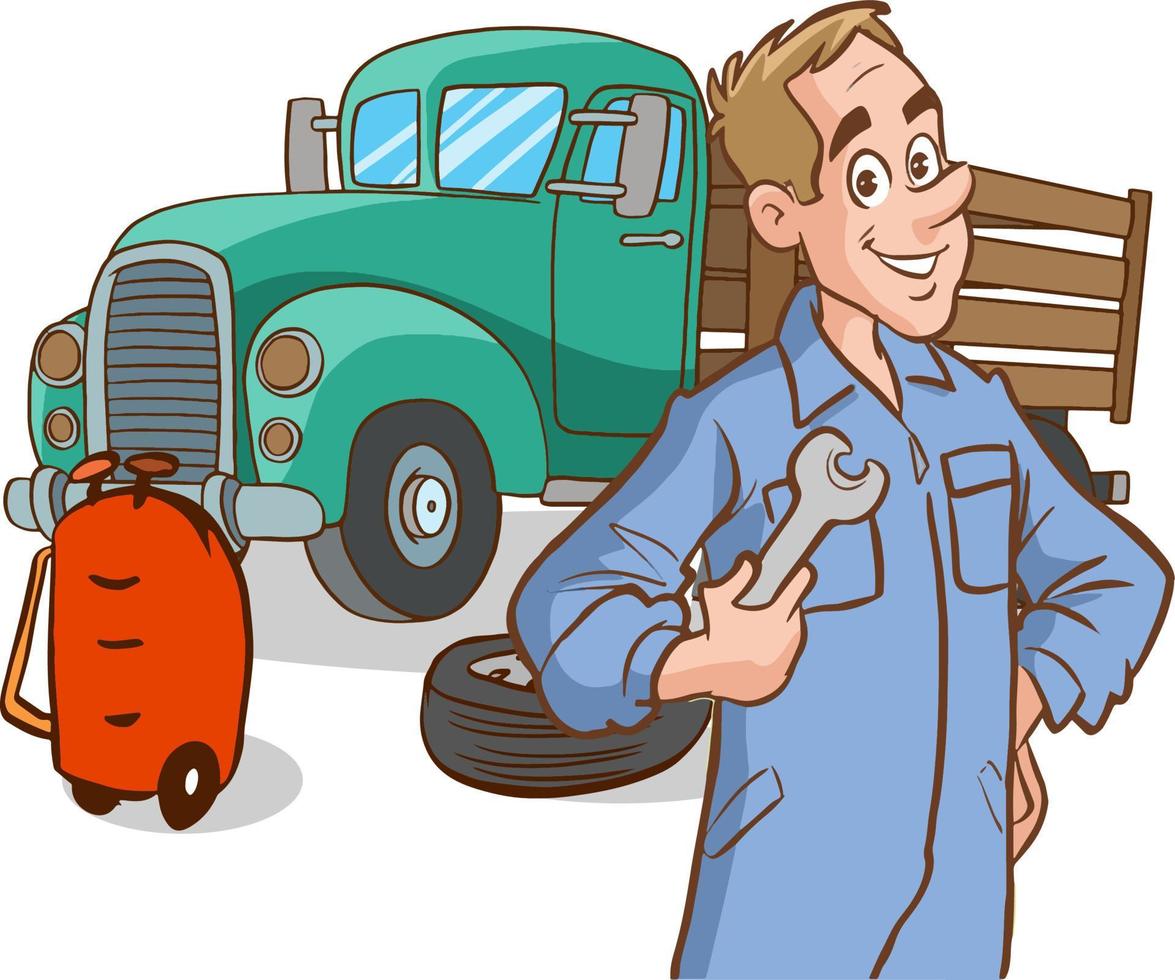 automobile mechanic man working vector illustration