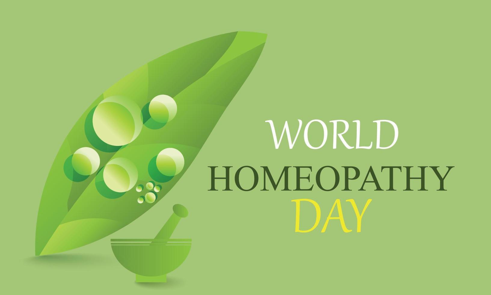 World Homeopathy day. Template for background, banner, card, poster vector