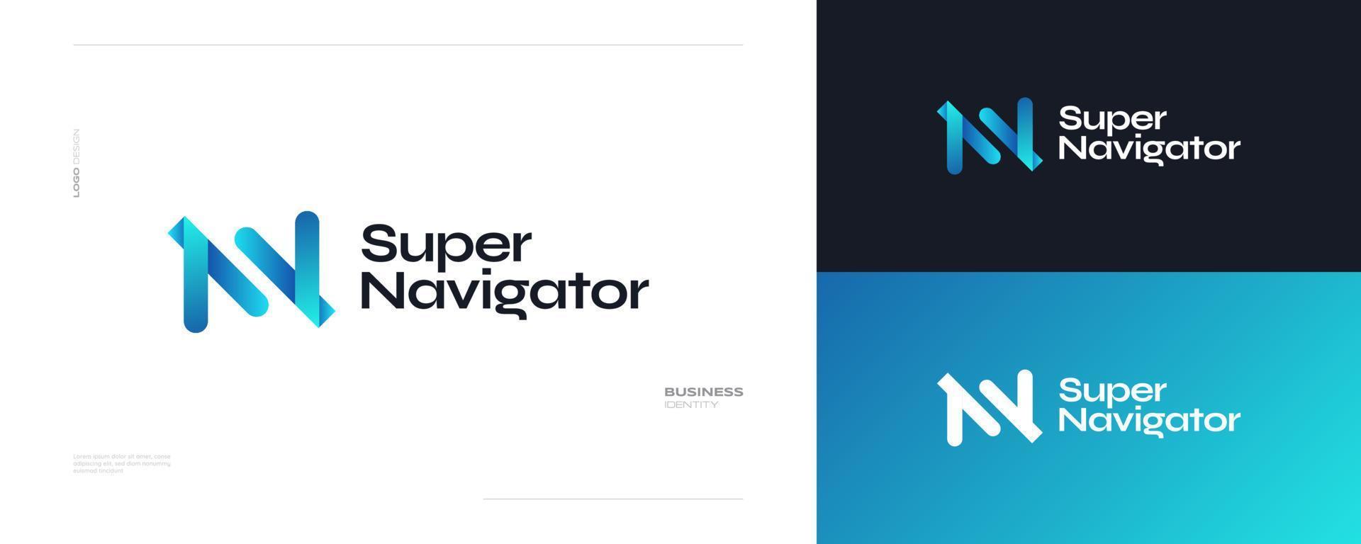 Abstract Initial S and H Logo Design with Negative Space Concept in Blue Gradient Style. SH or HS Letter Logo vector