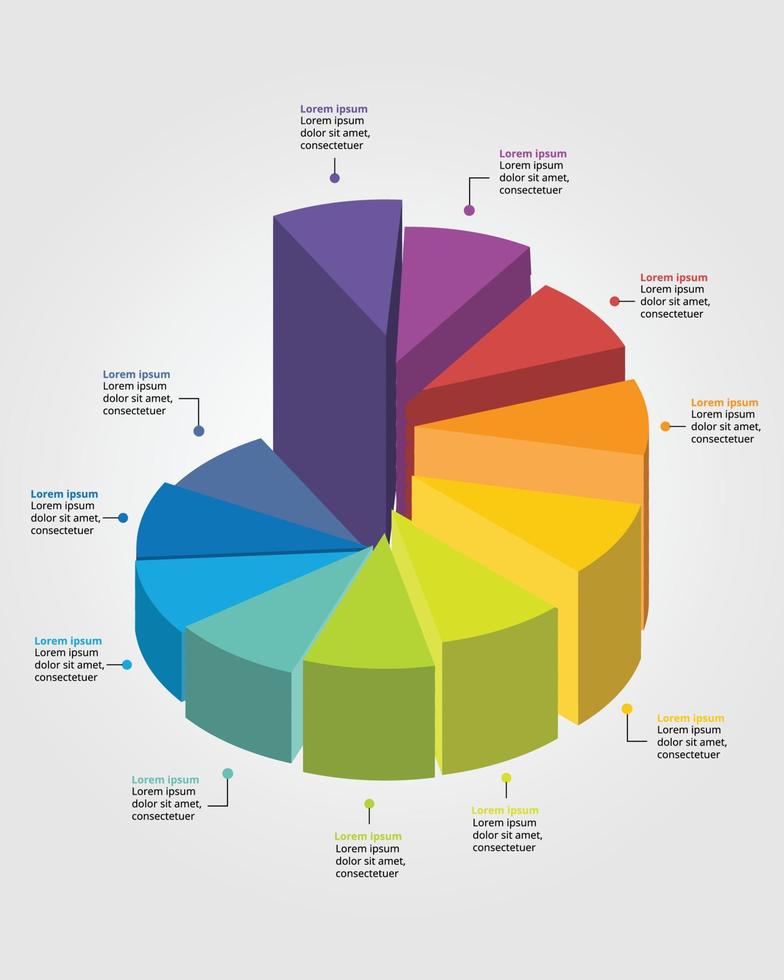 timeline pie chart template for infographic presentation template with 11 element for banner vector