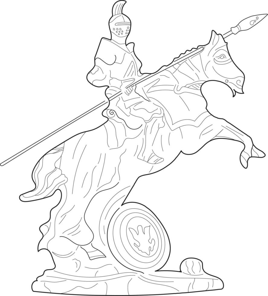 Greek knight statue illustration vector