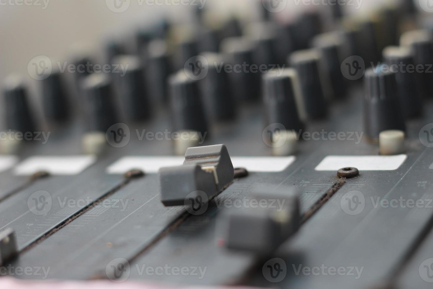 black mixer amplifier detail photo. audio equipment concept photo. Selected focus. photo