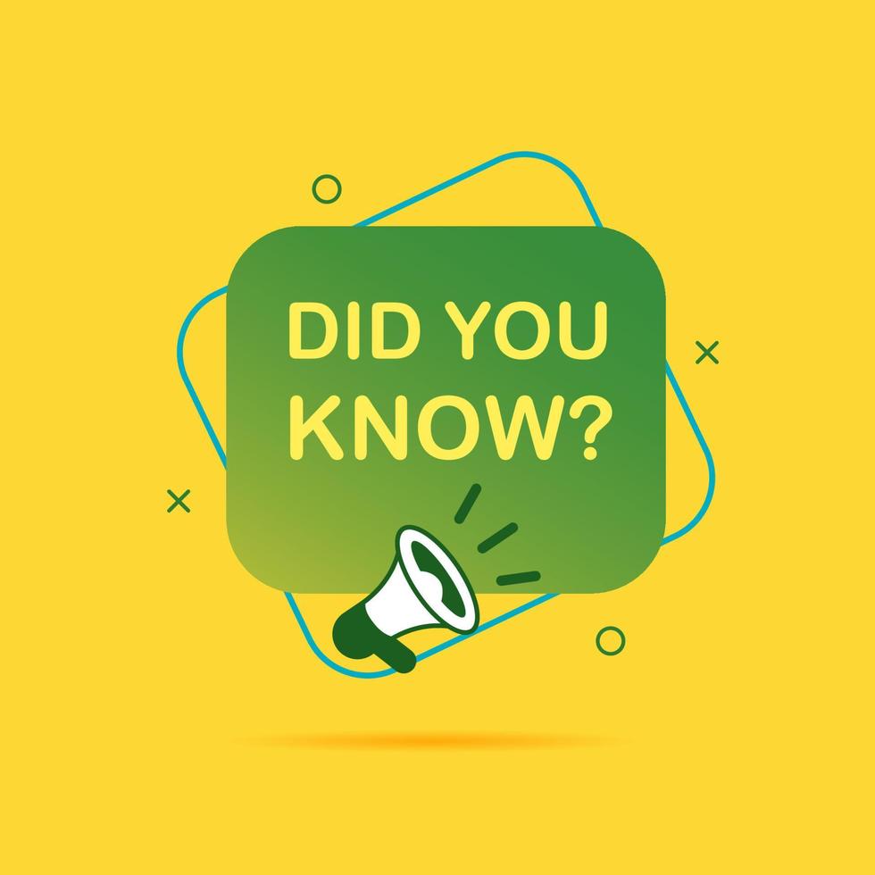 Did you know banner with megaphone on yellow background vector