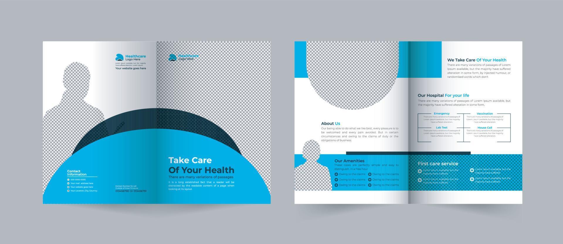 Hospital 4 pages bifold brochure, multipurpose company profile back
