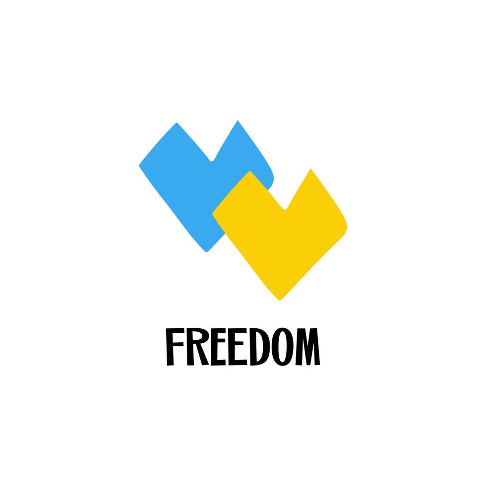 Freedom hearts in cutting style Ukrainian national blue and yellow color isolated vector