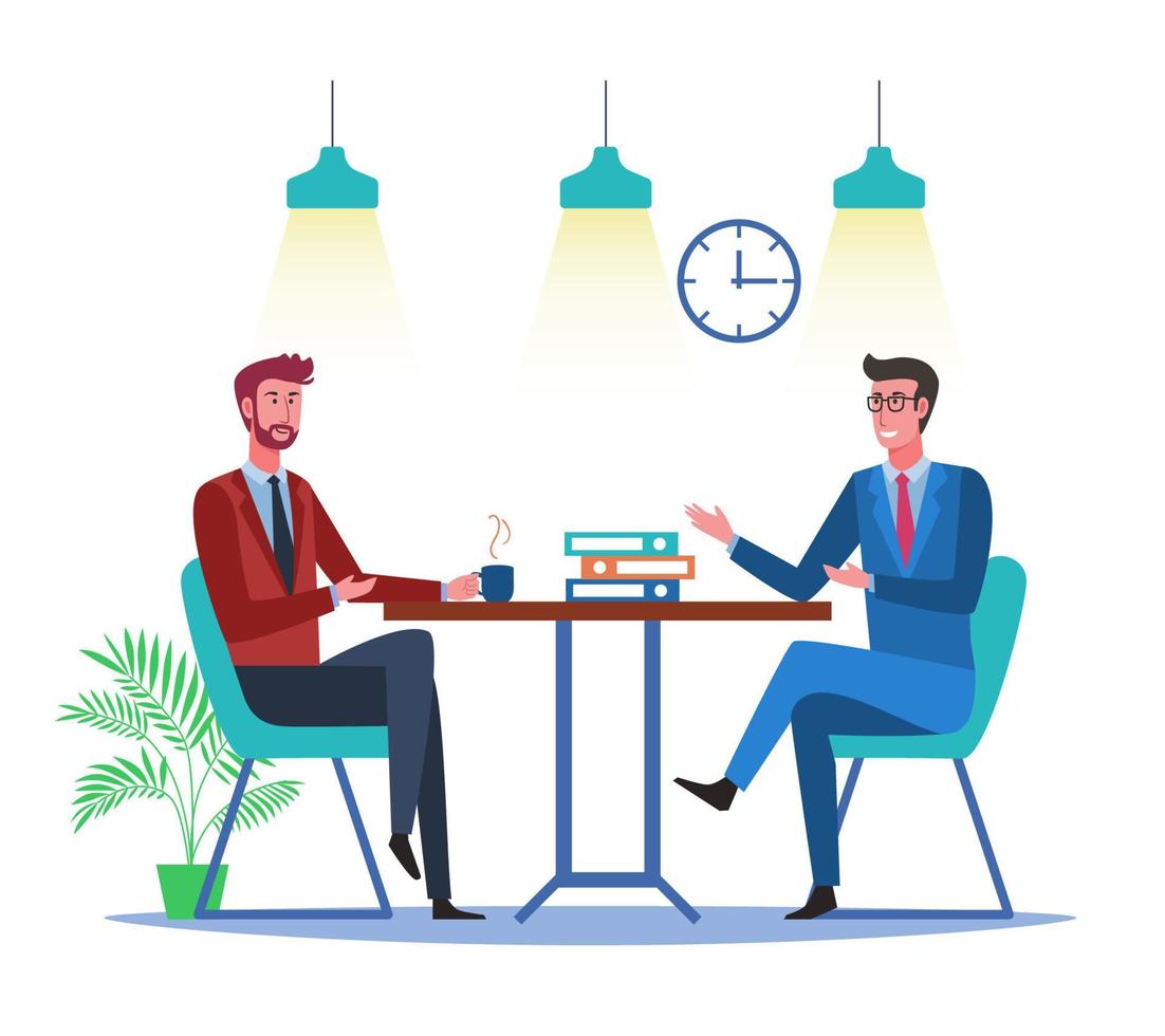 Businessman meeting and discussion with colleague in office lounge vector