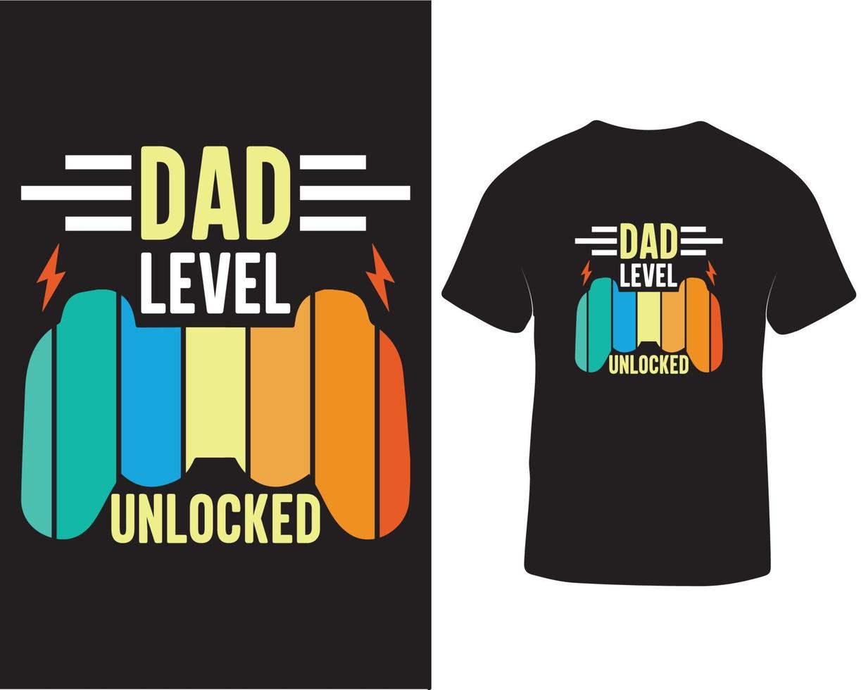 Dad level unlocked gaming t-shirt design pro download vector