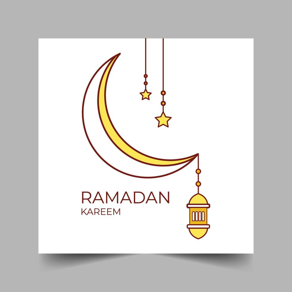 Ramadan Crescent Moon Design. Hanging Stars And Lantern On White Background vector