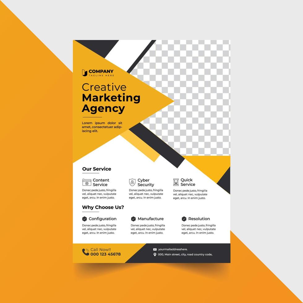 Corporate Business Flyer Template With A Theme Of Black, White And Yellow Color With Corporate Background For Marketing, Business Plan, Advertising And Publicity vector