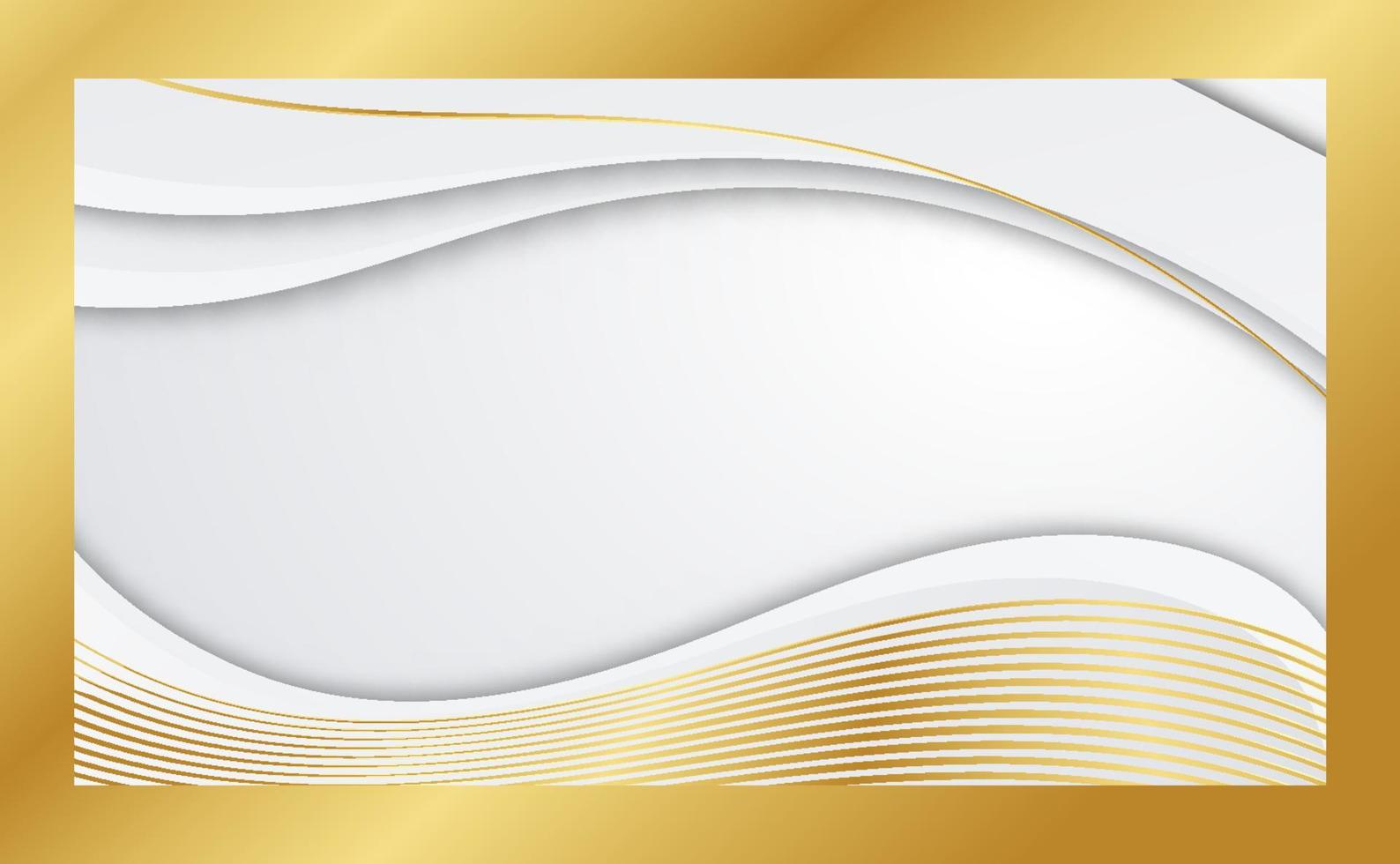 White luxury background with golden curve line element and glitter light effect decoration. vector