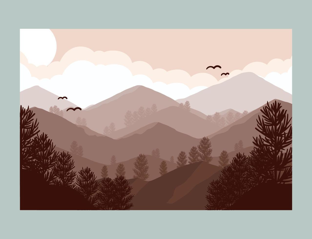 Set of illustrations of cartoon mountain landscapes. Design element for poster, card, banner, flyer. Vector illustration