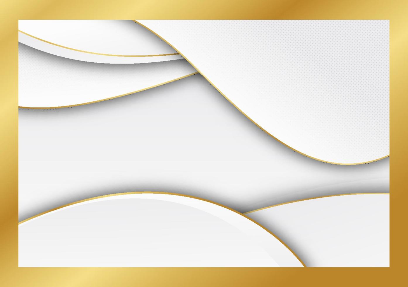 White luxury background with golden curve line element and glitter light effect decoration. vector