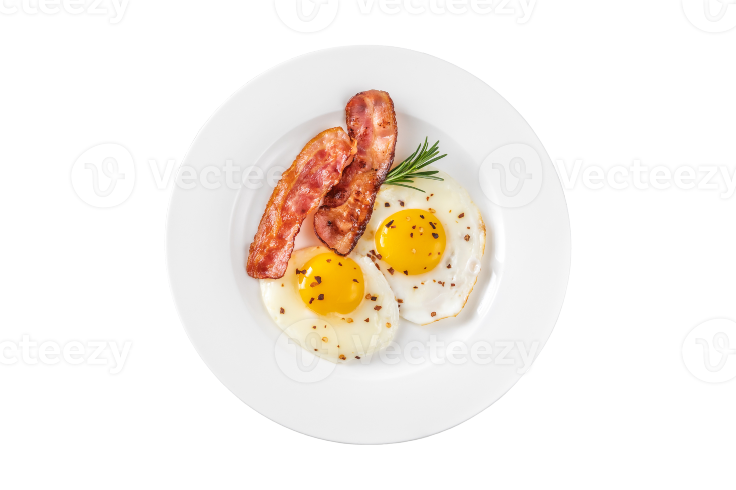 Eggs and bacon breakfast isolated on a transparent background png