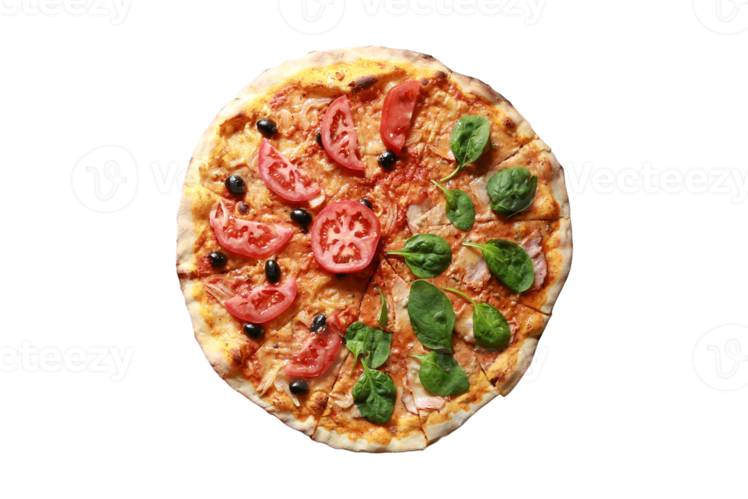 Vegetarian pizza isolated on a transparent background png