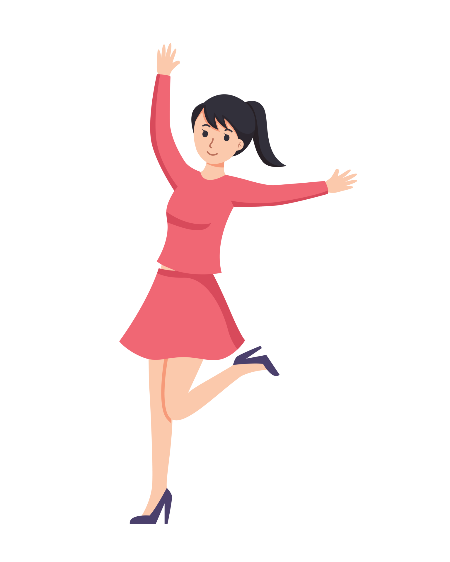 character woman happy dance movements isolated 21491814 PNG