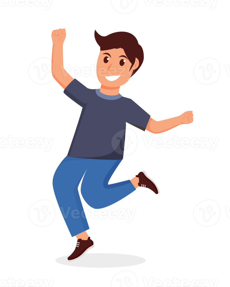 character boy happy dance movements isolated png