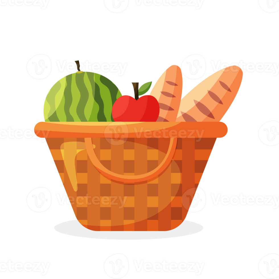 Picnic baskets straw isolated illustration png