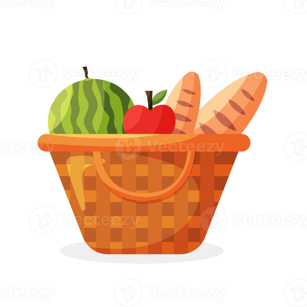 Picnic baskets straw isolated illustration 21491838 PNG