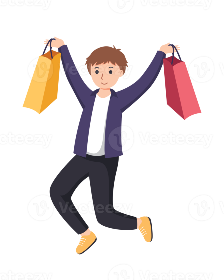 people shopping. People with shopping bags illustration png