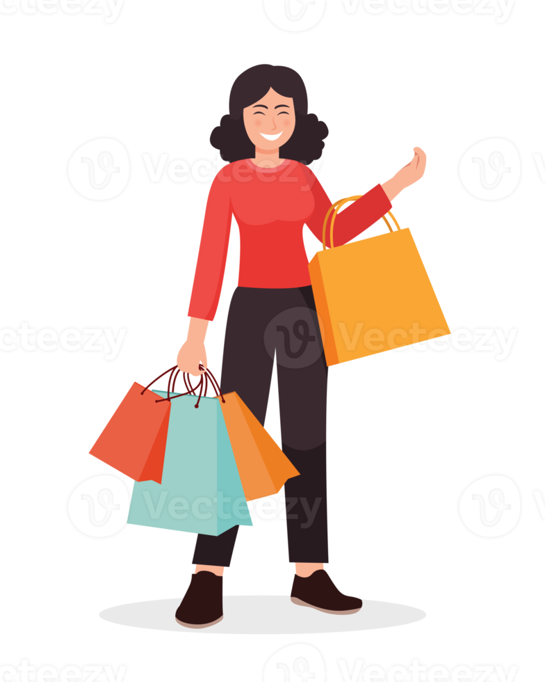 people shopping. People with shopping bags illustration png