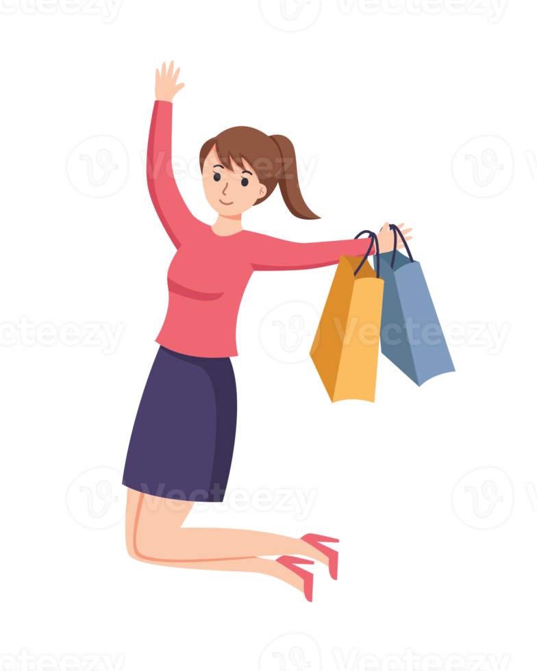 people shopping. People with shopping bags illustration png